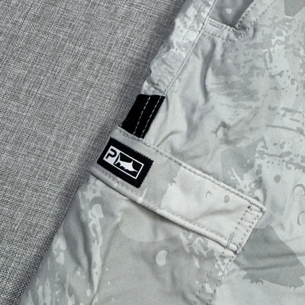 PELAGIC Hybrid Fishing Cargo Board Shorts Mens 42 Gray Nylon Spandex 9